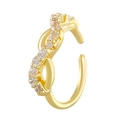 Golden twisted ear cuff with wave design and rows of sparkling clear zircon stones - Infinity