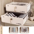 Set di 2 scatole organizer bianco crema con 16 scomparti per calze e contenitore reggiseni - Set da 2 pezzi (Reggiseno + Mutandine) / Bianco crema trasparente