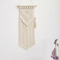 Bohemian handmade cotton macrame wall hanging with wooden rod and elegant tassels - Model I 20*58CM