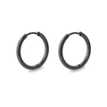 Polished black stainless steel hoop earrings pair shown on a clean white background - 2.0*14mm / Black