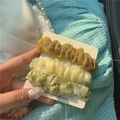 Three-piece macaron hair scrunchie set including yellow, mesh, and floral print styles - 3 Pieces/Pack / Yellow Floral