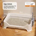 White high-walled pet dog toilet with silver metal grate and gray scoop for puppies - Dog Toilet / 12mm Grid White