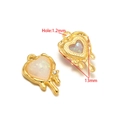 Golden heart charm with inlaid colorful stone, 13mm size and 1.2mm hole jewelry part - 13mm Heart - Beige