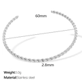 Bracciale a spirale in acciaio inossidabile argento, diametro 60mm e larghezza 2,8mm - Argento