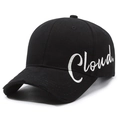Gorra de béisbol negra de algodón con bordado Cloud y visera con efecto desgastado - Negro