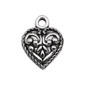 Vintage heart pendant with love letter engraving and floral pattern in silver finish - Vintage Pattern Heart Style (13337)
