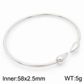 Polished silver stainless steel teardrop open bangle with 58mm inner diameter - Bangle / Steel Color Bracelet