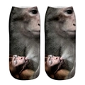 3D printed low cut socks featuring a realistic mother monkey and baby animal design - Mother and Baby Monkey Photo