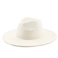 Detail eines cremeweißen Wildleder-Fedoras mit breiter Krempe und feinen Sticknähten - M (56-58cm) / Wildleder Herz Stil / Beige