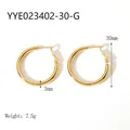 Exaggerated 30mm 18K gold plated stainless steel hoop earrings with 3mm thickness - Gold 30mm(YYE023402-30-G) / 30MM