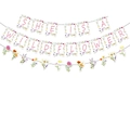 She Is A Wildflower floral birthday banner with pink letters and purple yellow patterns - Banner 15PCS