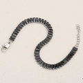Elegant silver bracelet with rectangular black gemstones and adjustable clasp closure - Steel-Black Bracelet