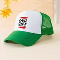 Casquette trucker verte et blanche God Over Everything avec maille respirante vue de côté - Taille unique / Vert Multicolore