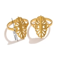 Anello regolabile in acciaio inossidabile dorato con foglia traforata larghezza 20,5mm - Oro-Foglie Traforate