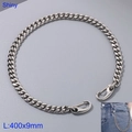 Shiny silver 400mm cuban chain belt for trousers with metal carabiners for men and women - Classic Cuban Pant Chain (KK033-Z)
