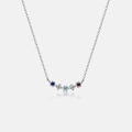 Elegante S925 Silberkette mit fünf mehrfarbigen Kristallen und einer feinen Gliederkette - Platin