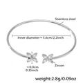 Bracelet jonc en acier argenté avec trèfle en zircon et diamètre intérieur de 5,6cm - Bracelet Trèfle Argenté Zircon 5A (Z443)