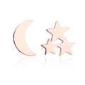 Asymmetric rose gold moon and star stud earrings with a polished metallic finish - 188-Asymmetric Moon Star / Rose Gold