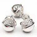 Three cat-shaped micro-pave zircon bell pendants in sterling silver for DIY jewelry - Cat Bell-White Gold