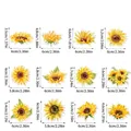 Size chart for 12 sunflower cupcake toppers showing dimensions in cm and inches - 12 Pcs Cupcake Toppers