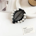 8cm Rhinestone Pearl Fat Bean Clip - Black