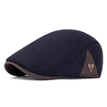 Berretto newsboy da uomo blu scuro e marrone con distintivo laterale in metallo - Regolabile / Blu navy