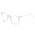 Transparent semi-rimless glasses with silver metal lower frame and clear temple detail - Transparent Silver Frame