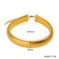 Golden 20mm wide titanium steel choker with horizontal texture and adjustable extension - 20mm / Gold