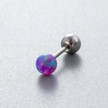 Titanium steel labret stud with 4mm purple opal stone and polished metal ball screw - Dark Purple (OP40)