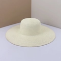Cappello di paglia fai-da-te a tesa larga color crema con trama intrecciata a spirale - M Con Corda Antivento / crema