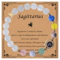 Detail of Sagittarius beaded bracelet with colorful stones and star charm on card - Sagittarius-Style 3