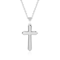 Collana con pendente a croce in acciaio inossidabile argento lucido e catena - Collana 40+5cm / Color Acciaio