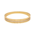Eleganter vergoldeter Armreif mit glitzerndem Pavé-Besatz und gewelltem Perlenrand - Wellenförmiger Perlenstil (2#)
