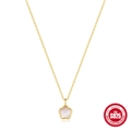 Exquisite S925 sterling silver necklace with a gold flower pendant and white shell inlay - 925 Silver/Mother of Pearl / Gold - Necklace