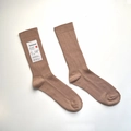 Dusty pink ribbed cotton mid-calf socks for men featuring retro minimalist design - One Size / Red Khaki