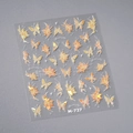 Stickers à ongles papillon dorés et fleurs M-727 avec paillettes orange finies - Style de Papillon Holographique Jaune Orangé (M-727) / Processus de Fragment de Verre Transparent