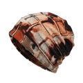 Knitted slouchy beanie with abstract orange and brown geometric patterns for autumn - Warm Brown Orange Abstract Grid (41#)