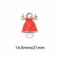 Christmas reindeer bell pendant in red enamel with gold finish 14.5x21mm charm - 70# Reindeer Bell