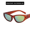 Occhiali da sole sportivi Y2K con montatura color tè e lenti dorate riflettenti - Lente in PC / Montatura Tè Lenti Oro