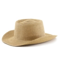 Khaki hand-woven wide-brimmed straw hat with a flat top for sun protection and beach style - M (56-58cm) / Khaki
