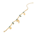 Gold ocean turtle dolphin and octopus charm bracelet with light blue turquoise beads - 2# Dolphin