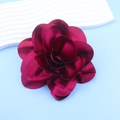 Elegant 14cm wine red satin 3D flower brooch and hair clip for suit decoration - Burgundy