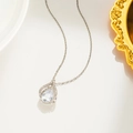 Water-drop crystal necklace in 18k gold plated titanium steel on a white surface - Silver (567)
