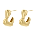 Minimalist gold-plated C-shape irregular knot earrings with organic architectural lines - Irregular Organic Style (VE1212) / Gold