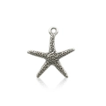 Silver alloy starfish pendant charm with realistic texture and metallic finish for DIY jewelry - 1Pc Starfish 19x20mm