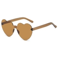 Transparent brown heart-shaped rimless sunglasses with retro jelly-colored lenses - Dark Tea
