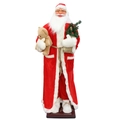 Babbo Natale in piedi da 1,8m con orsetto e abito in velluto rosso decorativo - Babbo Natale con tunica rossa classica da 1,8 m