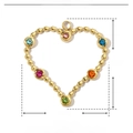 Dettaglio pendente a cuore in acciaio inossidabile con strass colorati da 22 mm - Cuore di Strass / Oro (Zirconia Multicolore)