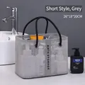 Short grey mesh shower bag with black handles and Bath Storage logo, size 26x18x20cm - Short Style / Gray