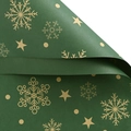 Dark green Christmas kraft paper featuring gold foil snowflakes and stars pattern - 50*70CM / Star Pattern - Green